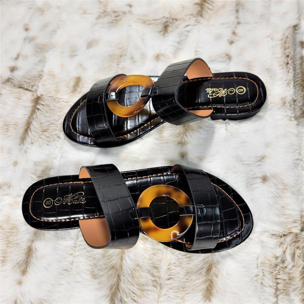 Mata Shoes Black Slip- On Flats Summer Fashion Sandals - Picture 7 of 9